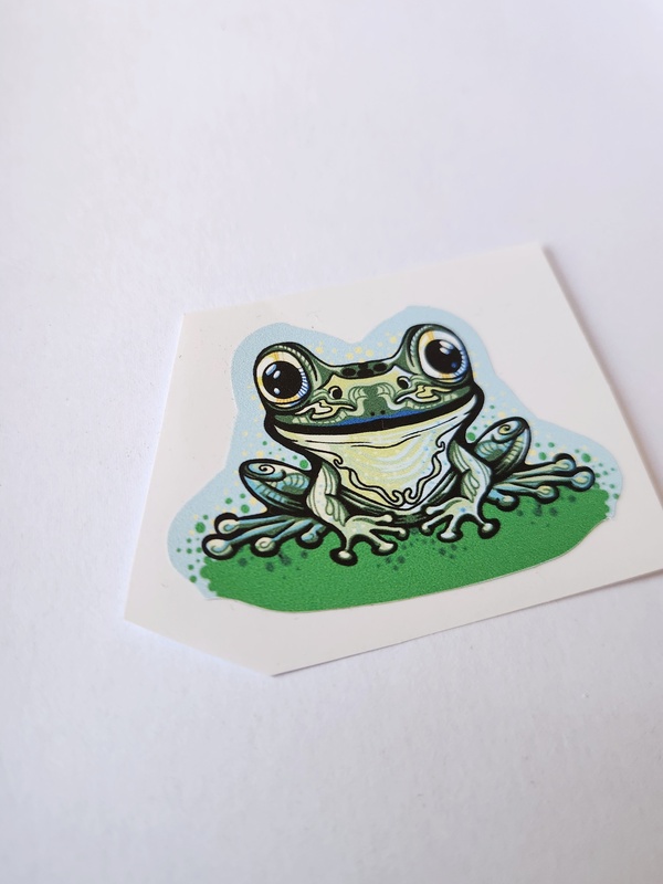 Cute Frog – Vinyl Sticker - Pond and Garden Plants